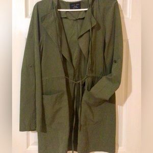 Love Tree light weight hooded jacket, medium size, pea green & never worn.